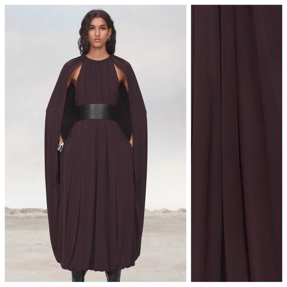 Zara Dark Plum Midi Dress with Cape